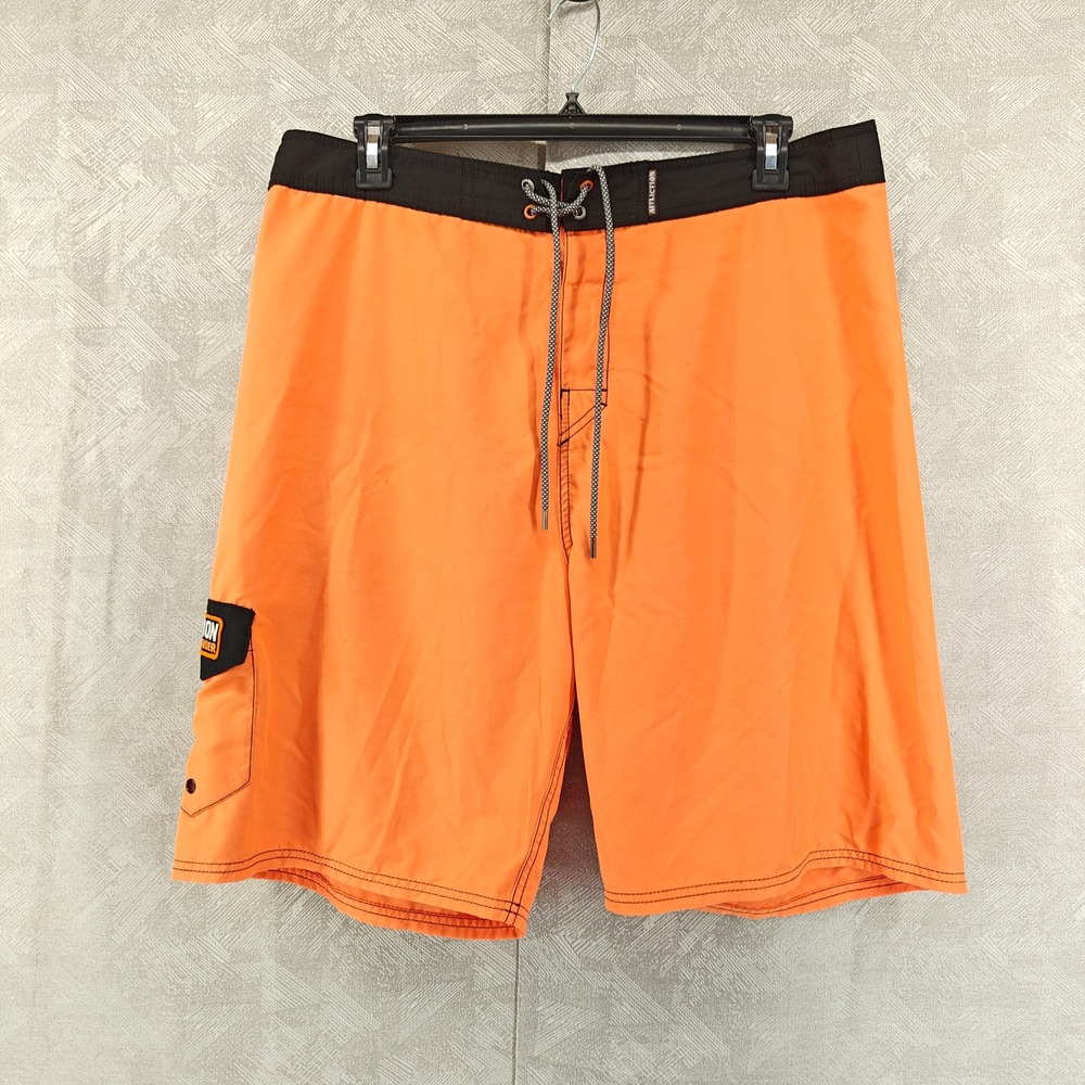 Affliction Board Shorts Mens 38 Orange Freedom Defender Swim Trunks Beachwear